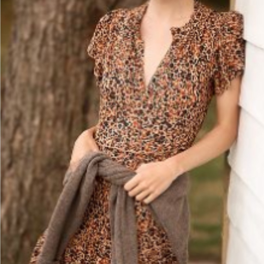 Anthropologie Leopard Print Midi Dress